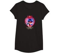 Miraculous Ladybug The Movie LB Badge Title T-Shirt, Mädchen, Schwarz, S