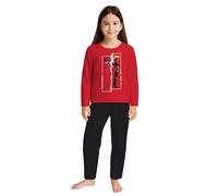Miraculous Schlafanzug für Mädchen - Best Friends - Kinder Pyjama Set Langarm Oberteil mit Hose Rot/Schwarz (as3, Numeric, Numeric_122, Numeric_128, Regular)