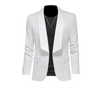 MIRALOSVIAN Anzug Herren,Herrenmode Blazer mit Schalkragen, Normale Passform, EIN Knopf, Einfarbig, Lässig, Schicker Smoking für Party, Cosplay, Hochzeit, Bankett, Abschlussball, Weiß, XXL