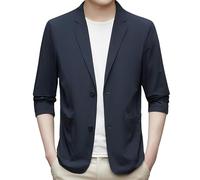 MIRALOSVIAN Blazer Herren,Herren Sommer Dünne Anzugjacke Ungefüttert Knitterfrei Komfort Leicht Sportjacke Langarm Business Freizeit Zwei Knopf Blazer für Den Alltag Marineblau Xs