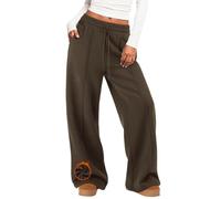 MIROMIHO Damen-Sweathose mit weitem Bein, Fleece-gefüttert, Baggy-Hose, Kordelzug, athletische Jogginghose, modische Winter-Outfits, Kaffee, Groß
