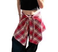 Mirweon Halblanger Rock, Raffhalter, Unterröcke, karierte Hemdverlängerung, Schichtung, gefälschtes Oberteil, unterer Rock für Damen und Herren