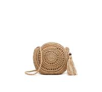 MISAKO Roundy Runde Umhängetasche mit Raffia-Effekt Damen - Roundy Naturfarben 27 X 25 X 2 cm