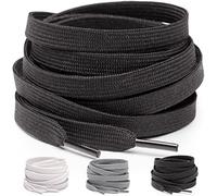 Miscly 3 Paar - Schnürsenkel Flach Reißfest für Sportschuhe, Sneakers und Laufschuhe, 8 mm breit (160 cm, Schwarz)