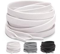 Miscly 3 Paar - Schnürsenkel Flach Reißfest für Sportschuhe, Sneakers und Laufschuhe, 8 mm breit (91 cm, Weiß)