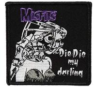 Misfits Die Die My Darling Patch Fleck, Officially Licensed Products Classic Rock Artwork, Iron-On/Sew-On, 3" x 3" Embroidered rotBestickt Patch Fleck