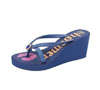 MisFox Damen Flip Flops Wedges Sandalen Sommer Strass Plateau Zehentrenner