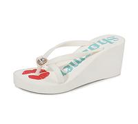 MisFox Damen Flip Flops Wedges Sandalen Sommer Strass Plateau Zehentrenner