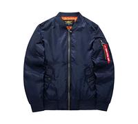 MisFox Herren Bomberjacke MA-1 Stehkragen Fliegerjacke Wasserdicht Blouson Herbst und Winter Retro Jacke Winddichte Bomber Piloten Jacket mit Reißverschluss Taschen