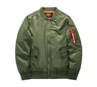 MisFox Herren Bomberjacke MA-1 Stehkragen Fliegerjacke Wasserdicht Blouson Herbst und Winter Retro Jacke Winddichte Bomber Piloten Jacket mit Reißverschluss Taschen