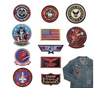 MisFun 11 Stück Top Gun Aufnäher zum Aufbügeln, USA Flagge Maverick Patches Bestickt, Air Force Navy Marine Army Jacke Tactical Military Logo Dekorative Applikation für Kleidung Jacke Jeans Cap