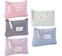 MisFun 5 Stück Kleine Kosmetiktasche für Handtasche, Make up Tasche, Kosmetiktasche aus Segeltuch, Kosmetiktasche Damen, Tragbare Kulturbeutel, für Kosmetik Toilettenartikel Kleingeld