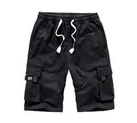 Misfuso Kurze Hosen Herren Shorts Cargo Shorts Camouflage Sommer Freizeithose Camouflage aus Baumwolle Bermudashorts mit Taschen-M-Schwarz