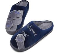 Mishansha Bequemer Wärme Hausschuhe Männer Frauen rutschfest Gummisohle Gemütlich Winter Pantoffeln Leicht Kurzer Plüsch Slippers, Blau 43/44 EU=44/45 CN