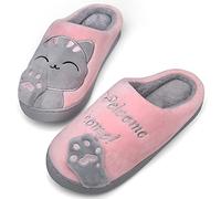 Mishansha Damen Hausschuhe Winter Plüsch Indoor Pantoffeln rutschfeste Weiche Bequeme Memory Schaum Slippers Cartoon, Pink 35/36 EU=36/37 CN