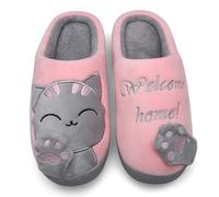 Mishansha Herren Damen Hausschuhe Winter Plüsch Warm kuschelig Rutschfeste Indoor & Outdoor Pantoffeln mit Cartoon für Frauen Männer (Rosa, 35/36 EU = 36/37 CN)