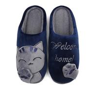 Mishansha Herren Damen Hausschuhe Winter Plüsch Warm kuschelig Rutschfeste Indoor & Outdoor Pantoffeln mit Cartoon für Frauen Männer (Blau, 43/44 EU = 44/45 CN)