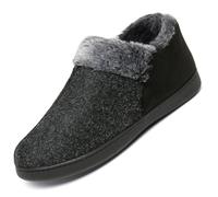 Mishansha Herren Hausschuhe Wildleder Plüsch Winter Warm Mokassin Rutschfeste Gefüttert Pantoffeln Memory Foam Winterschuh Bequeme, Schwarz 41