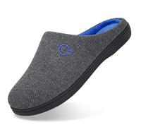 Mishansha Herren Memory Foam Hausschuhe Atmungsaktiv Rutschfester Gummisohle Winter Slipper Warm Gefütterte Männer Pantoffeln für Indoor & Outdoor Grau 38/39