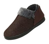 Mishansha Herren Mokassin Warme Hausschuhe Wildleder Gefüttert Pantoffeln Hausschuhe Plüsch Bequeme Kunstpelz Winterschuhe Futter Warm, Kaffee Braun 39