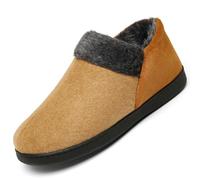 Mishansha Herren Winter Plüsch Hausschuhe Memory Schaum Hausschuhe aus Wildleder Wärme Mokassin für Frau Gefüttert Pantoffel Draussen Winter Slippers Anti-Rutsch, Braun 43