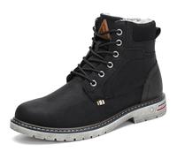 Mishansha Herren Winterschuhe Gefüttert Wasserdicht Winterstiefel Kurzschaft Stiefel Schwarz Gr.44