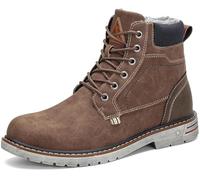Mishansha Herren Winterschuhe Warm Gefüttert, Rutschfest & Wasserabweisend, Bequeme Winterstiefel Ohne Reißverschluss für Breite Füße, Klassische Winter Boots Braun 47 EU