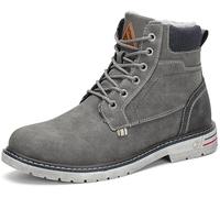 Mishansha Herren Winterschuhe Warm Gefüttert, Rutschfest & Wasserabweisend, Bequeme Winterstiefel Ohne Reißverschluss für Breite Füße, Klassische Winter Boots Grau 42 EU