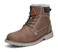 Mishansha Herren Winterschuhe Warm Gefüttert, Rutschfest & Wasserabweisend, Bequeme Winterstiefel Ohne Reißverschluss für Breite Füße, Klassische Winter Boots Braun 45 EU