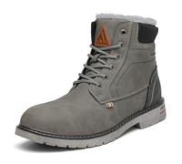 Mishansha Herren Winterschuhe Warm Gefüttert, Rutschfest & Wasserabweisend, Bequeme Winterstiefel Ohne Reißverschluss für Breite Füße, Klassische Winter Boots Grau 44 EU