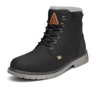 Mishansha Herren Winterschuhe Warm Gefüttert, Rutschfest & Wasserabweisend, Bequeme Winterstiefel Ohne Reißverschluss für Breite Füße, Klassische Winter Boots Schwarz 46 EU