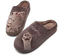 Mishansha Wärme Plüsch Winter Hausschuhe Herren Damen rutschfeste Memory Schaum Pantoffeln Unisex Weiche Gemütlich Hallen Schuhe, Braun 41/42 EU=42/43 CN