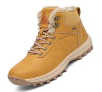 Mishansha Winterschuhe Herren Winterstiefel Damen Gefüttert Wasserdicht Warme Winter Boots Wanderschuhe Rutschfest Trekkingschuhe Gelb,GR.45