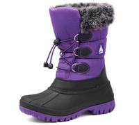 Mishansha Winterstiefel Mädchen Wasserdichte Schneestiefel Kinder Winterschuhe Jungen Schneeboots Rutschfest Winterboots Kinderstiefel Violett Schwarz,Gr.30