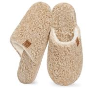 Misolin Hausschuhe Damen Herren Winter Wärme Pantoffeln With Memory Foam Plüsch Weiche Flache Antirutsch Bequeme Slippers Indoor Outdoor,Khaki 38.5/40 EU=CN 280mm