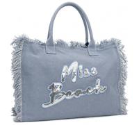 Miss Beach Badetasche Damen XL mit Reißverschluss - Strandtasche | Groß, aus Canvas, modischer Shopper für Strand, Urlaub & Alltag, robuste Schultertasche mit Innenfach