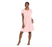 Miss Elaine Nachthemd - Damen Kurzes Trikot-Nachthemd, Flatterärmel und Premium Leichter Stoff, bestickter Ausschnitt, Pfirsichblüte, 1X