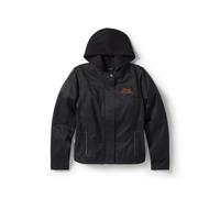 Miss Enthusiast 3-in-1 Damen Textil Jacke Schwarz Orange, S S schwarz