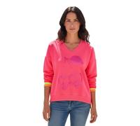 Miss Goodlife Damen Sweatshirt, Cherry Peace Strass V-Neck, MG14016, neonpink, XL