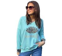 Miss Goodlife Damen Sweatshirt, Namaste Leo Print, MG11454, lightblue, S