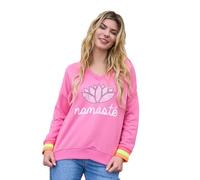 Miss Goodlife Damen Sweatshirt, Namaste Snake V-Neck, MG12979, flashrose/White, L