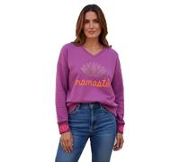Miss Goodlife Damen Sweatshirt, Namaste Strass V-Neck, MG13637, Crocus/Multicolor, S