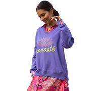 Miss Goodlife Damen Sweatshirt, Namaste V-Neck, MG12981, lila/Neonyellow, XS