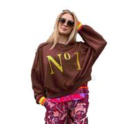 Miss Goodlife Damen Sweatshirt, No 1 Roundneck, MG13539, Chocolate/Gold, L