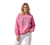 Miss Goodlife Damen Sweatshirt, Roundneck Hi!, MG13588, flashrose/White, XL