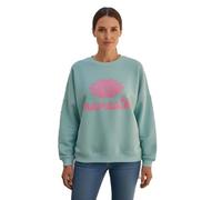 Miss Goodlife Damen Sweatshirt, Roundneck Namaste Peace Double Strass, MG13593, lightblue/neonpink, L