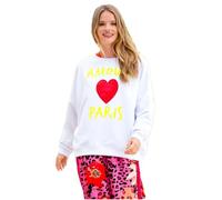 Miss Goodlife MG11160 Damen Roundneck Sweatshirt Amour Paris, White, S