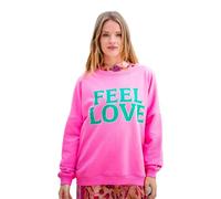 Miss Goodlife MG11165 Damen Roundneck Sweatshirt Feel Love, Flash Rose, XL