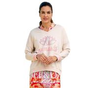 Miss Goodlife MG11320 Damen V-Neck Sweatshirt Namaste, Creme/neon pink, M