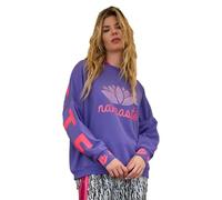 Miss Goodlife MG12935 Damen Sweatshirt Roundneck Double Namaste Strass, lila/neonpink, L